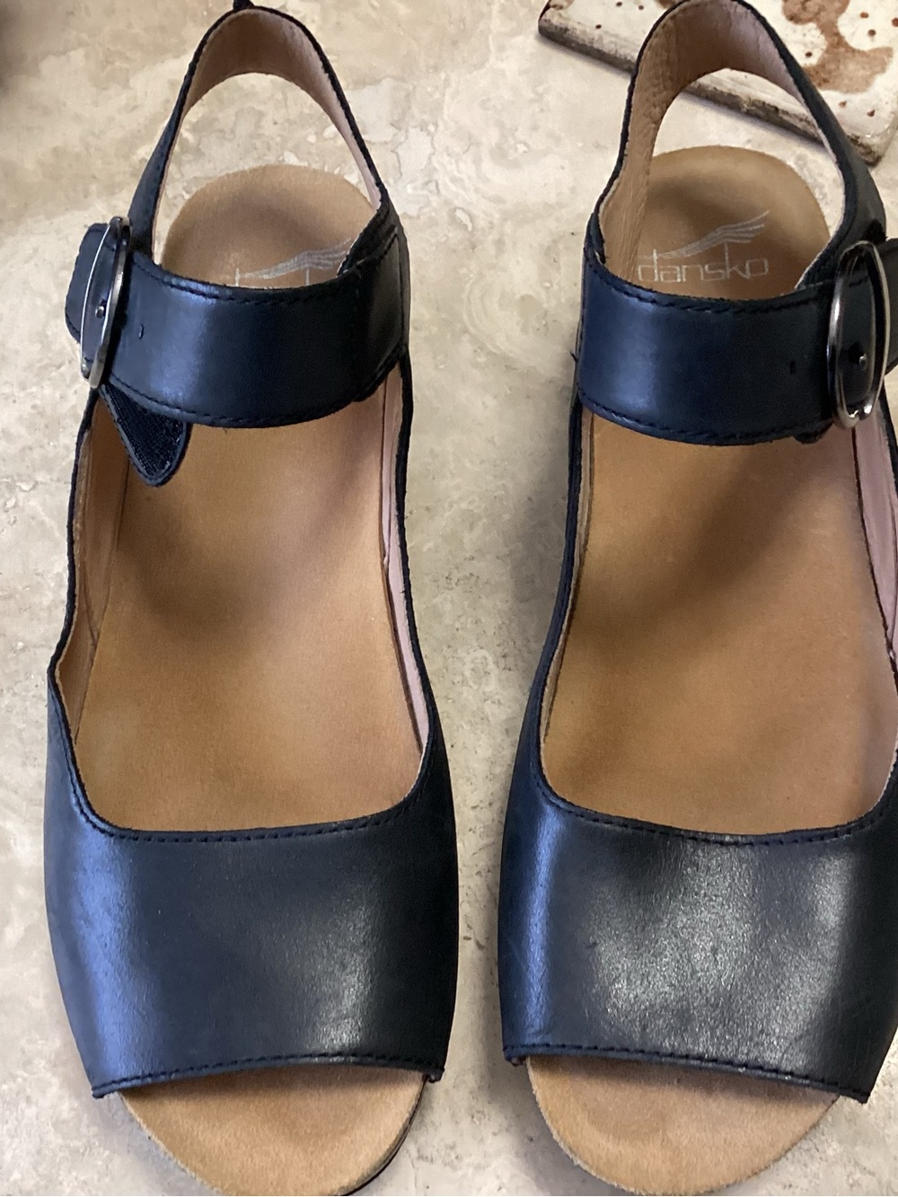 Dansko Black Leather Open-Toe Mary Jane Sandals size 40